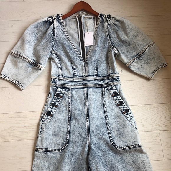 NWT Ulla Johnson Jasper Acid Wash Denim Jumpsuit - Picture 4 of 4